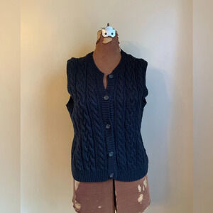 LL Bean Cardigan Vest Cable Knit womens medium vintage